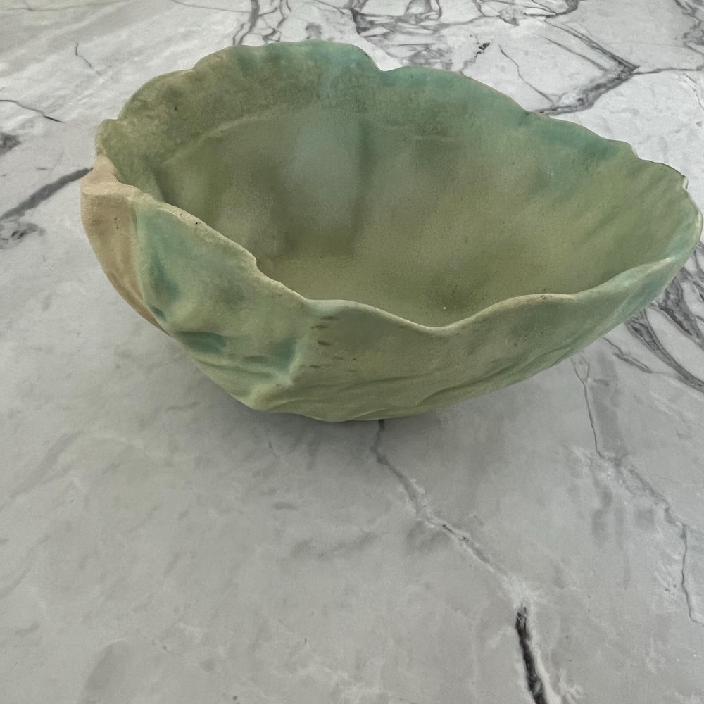Vintage Patricia‎ Garrett green cabbage bowl signed 1987